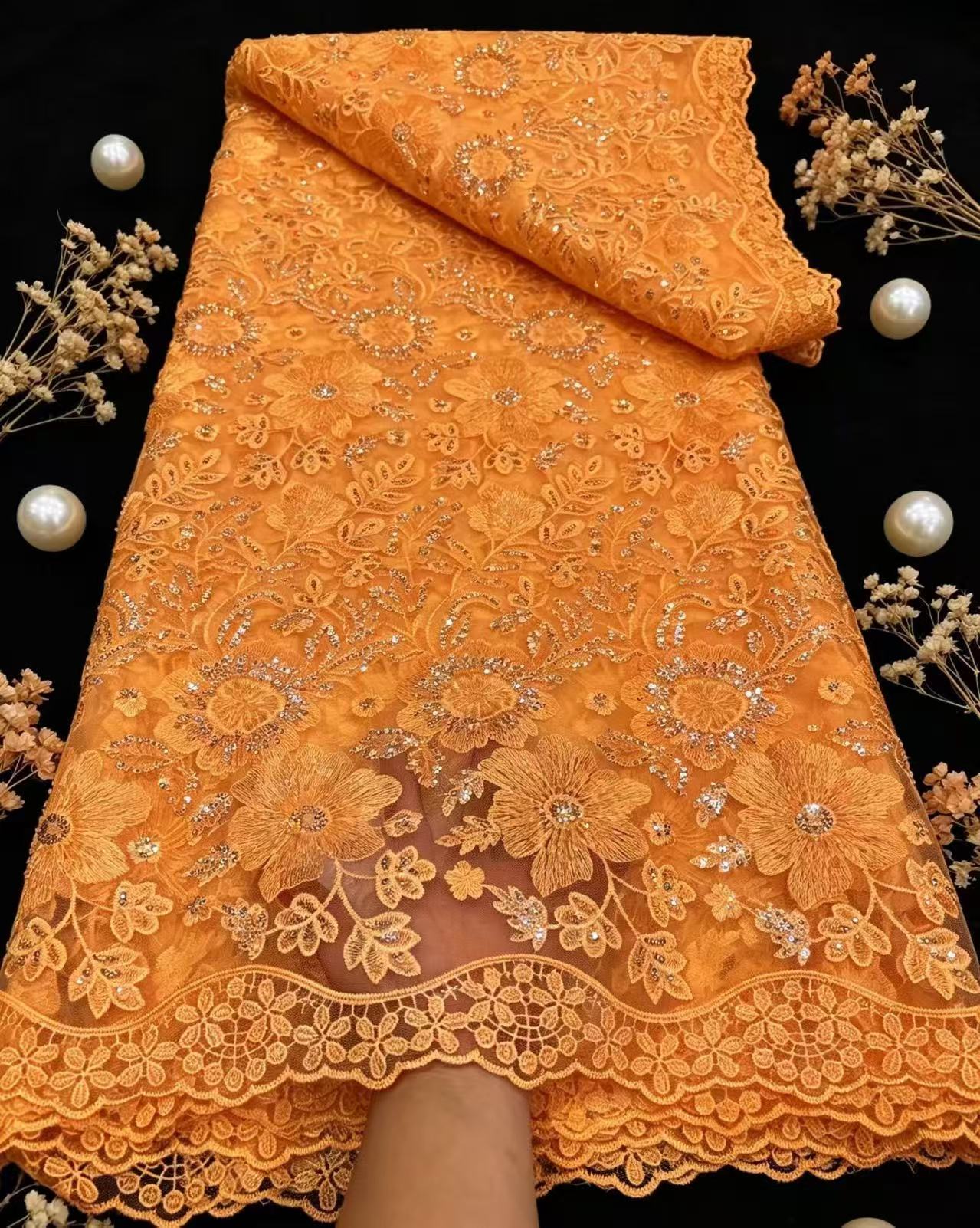 Glitter Tablecloth - Czysta francuska tiulowa siatka z cekinami,