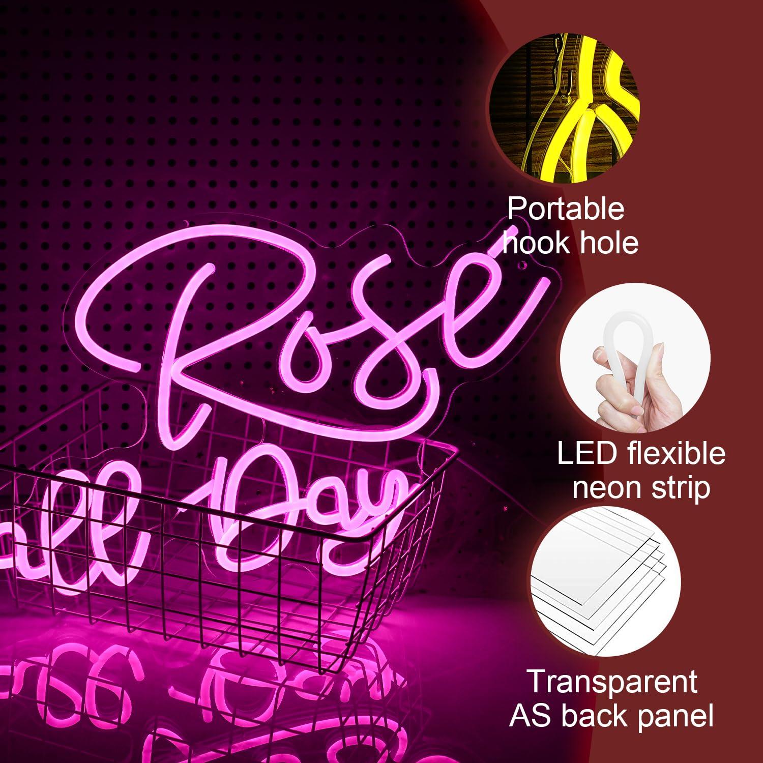 Neonowy znak LED z różą, ściem – Neon Sign Party recenzja i cena